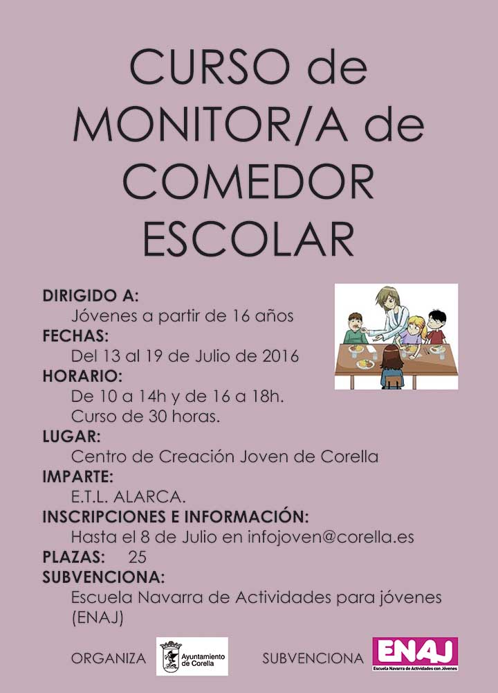 Tratamiento Cantidad de Más temprano Curso Monitor/a de Comedor Escolar Navarra - Escuela Alarca