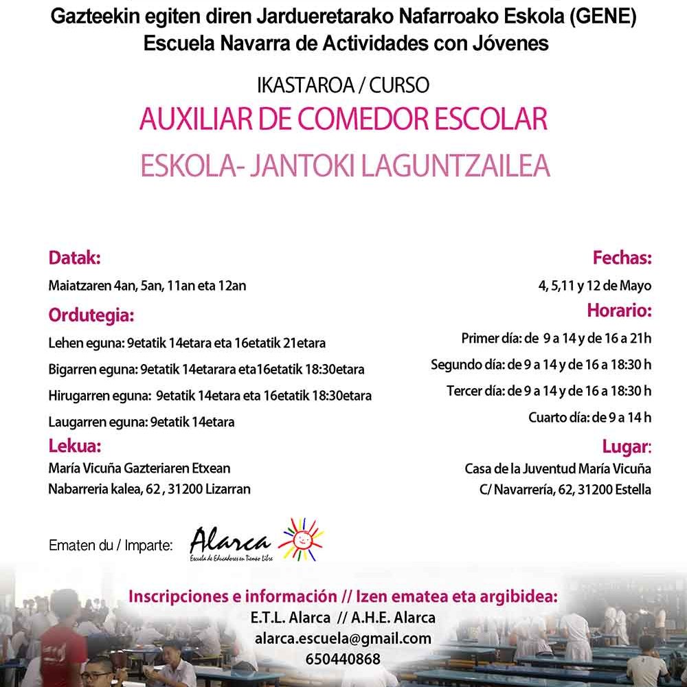 cartel curso auxiliar de comedor Estella